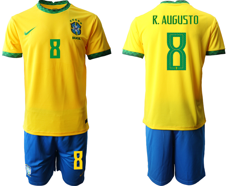 Men 2020-2021 Season National team Brazil home yellow #8 Soccer Jersey->mexico jersey->Soccer Country Jersey